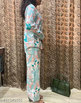 Cotton co-ord set vs night dress set, printed mix-and-match outfits for women's daily wear in S, L, XL, XXL. High quality pure cotton fabric for both versatile and comfortable styles. Made in India